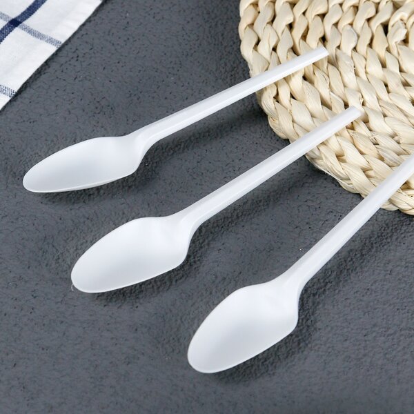 

10pcs Degradable Disposable Spoon, White