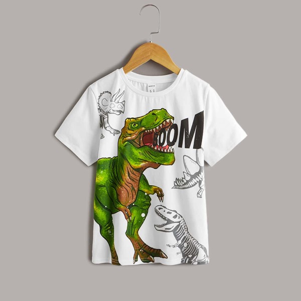 

Boys Dinosaur & Letter Graphic Tee, White