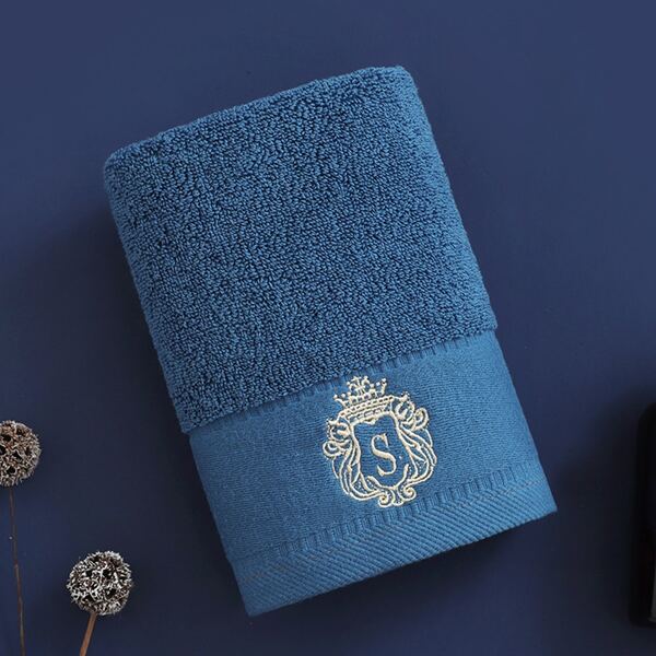

1pc Embroidery Detail Face Towel, Blue