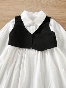 Bộ thời trang bé gái Khối Màu Ăn mặc đẹp - Đen và trắng - Xem 4