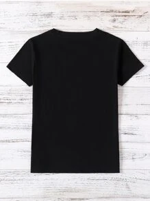 INAWLY 豹紋和嘴唇印花T恤 - 黑色 - 查看 2