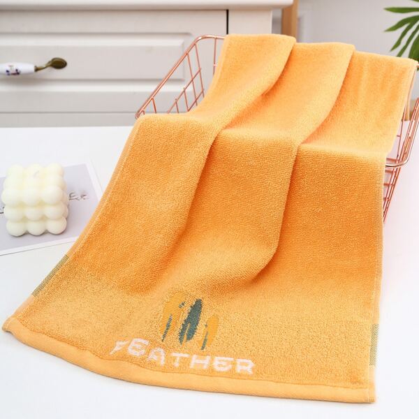 

1pc Embroidery Detail Face Towel, Yellow