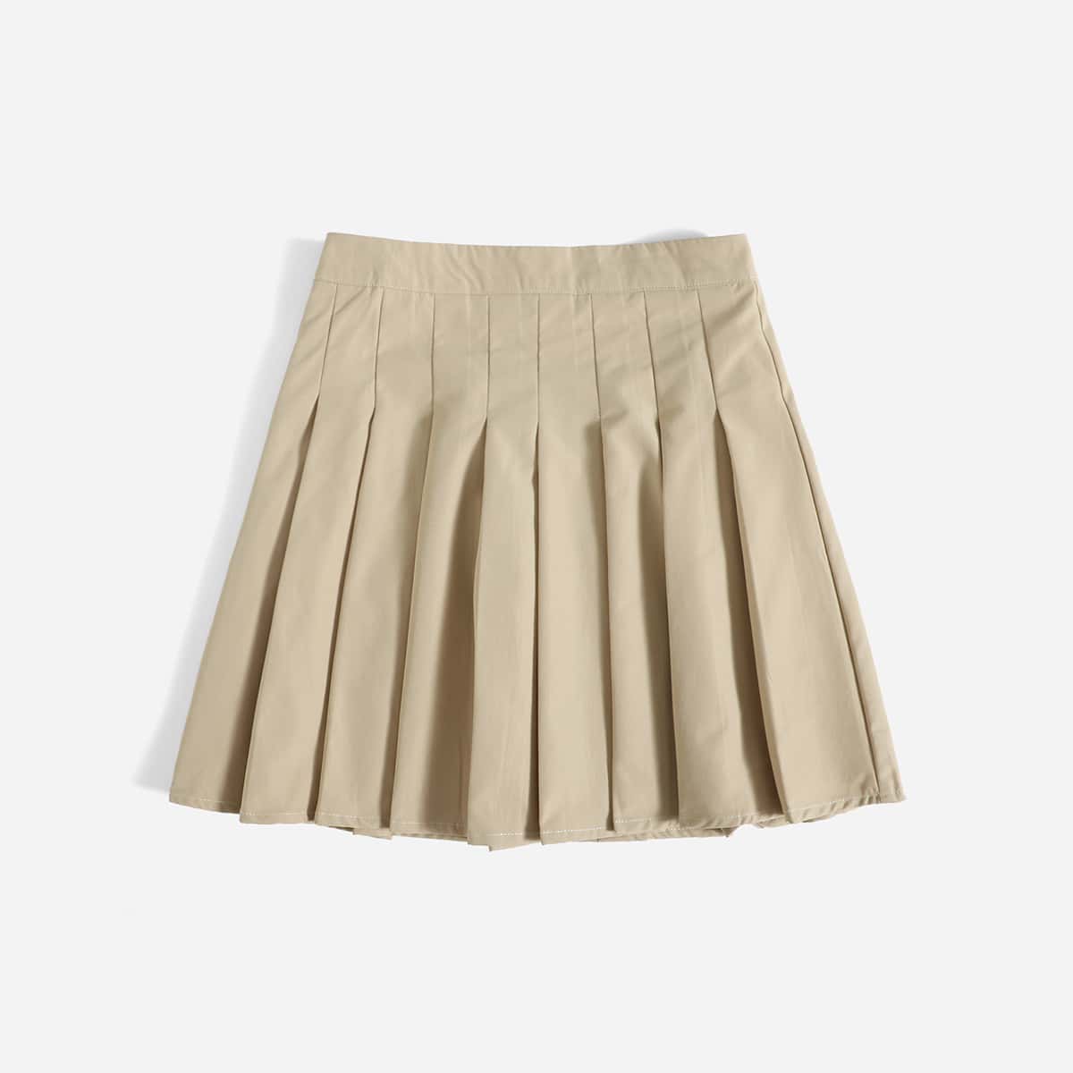 

Solid Pleated Skirt, Khaki