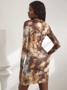 SHEIN SXY Đầm Hội Chữ thập Cắt ra Cà vạt nhuộm Boho - Nhiều màu - Xem 2