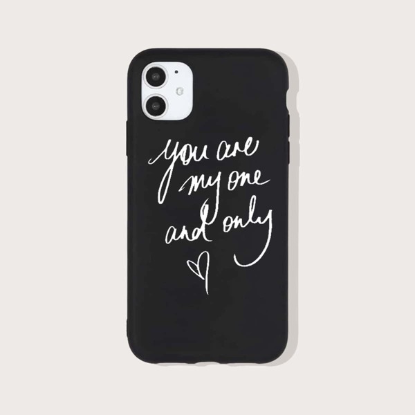 

Letter Graphic Phone Case, Black and white