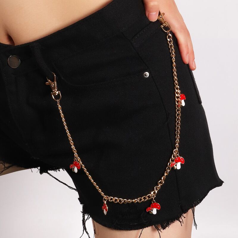 Mushroom Charm Pant Chain, Red