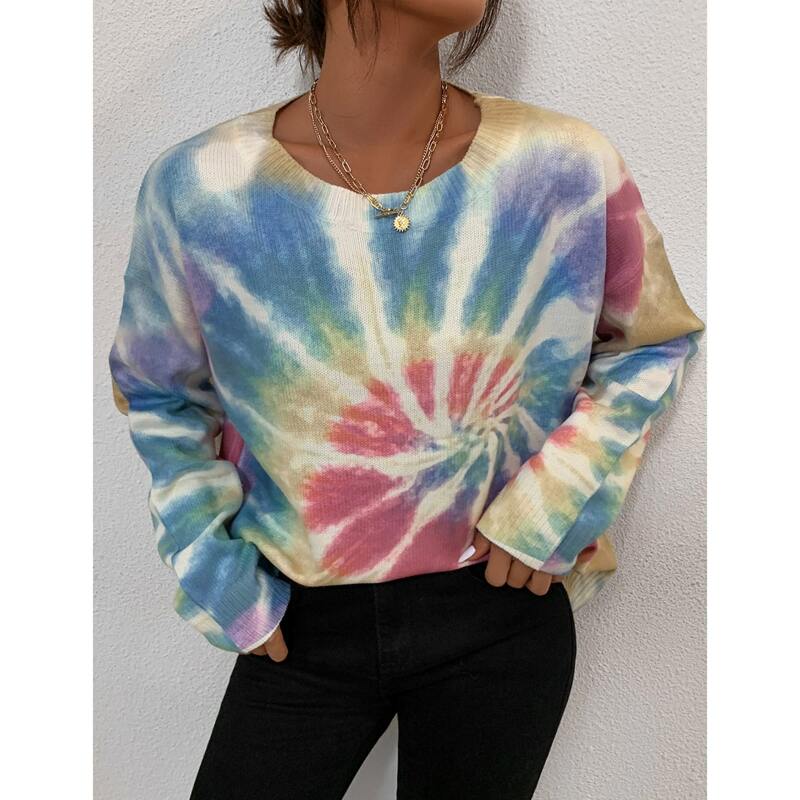 

Tie Dye Drop Shoulder Sweater, Multicolor