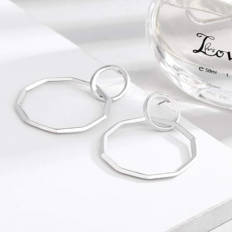 Minimalist Drop Earrings, Silver