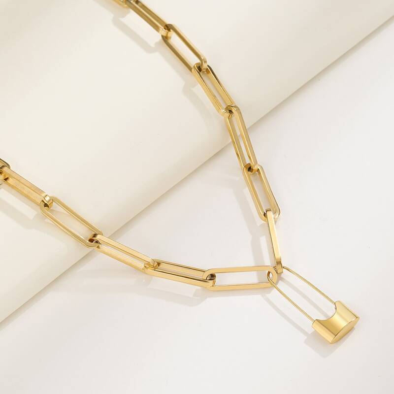 

Lock Pendant Chain Necklace, Gold