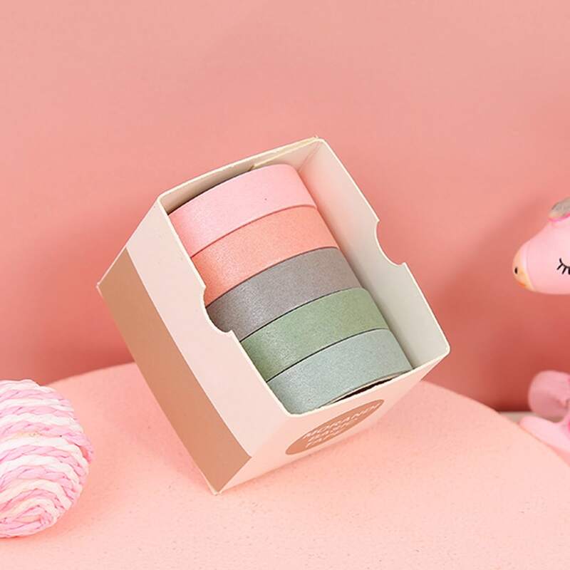 

5rolls Solid Color Washi Tape, Multicolor