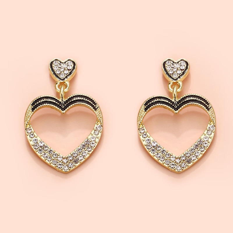 

Heart Charm Earrings, Gold