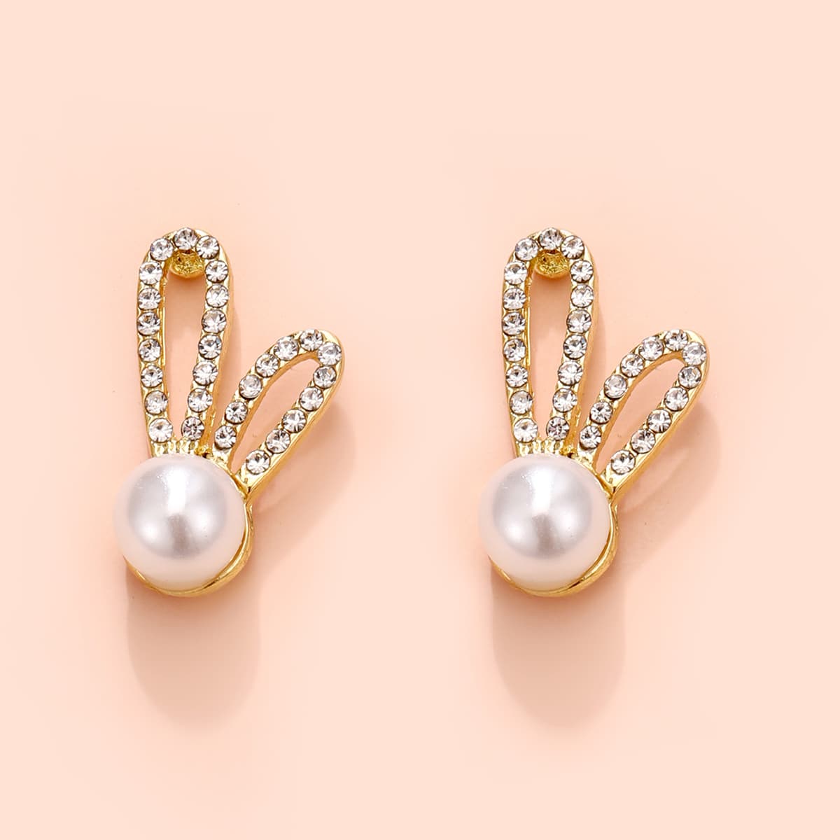

Faux Pearl Stud Earrings, Gold
