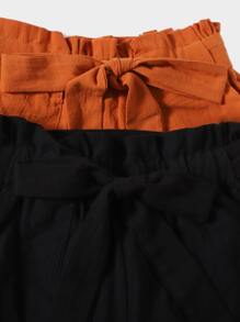 SHEIN Unity 3pcs Women Casual Solid Color Knotted Waist Loose Shorts Set - Multicolor - View 4