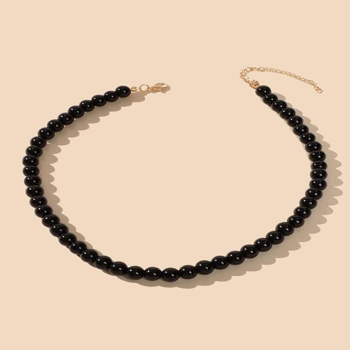 

Minimalist Beaded Necklace, Black
