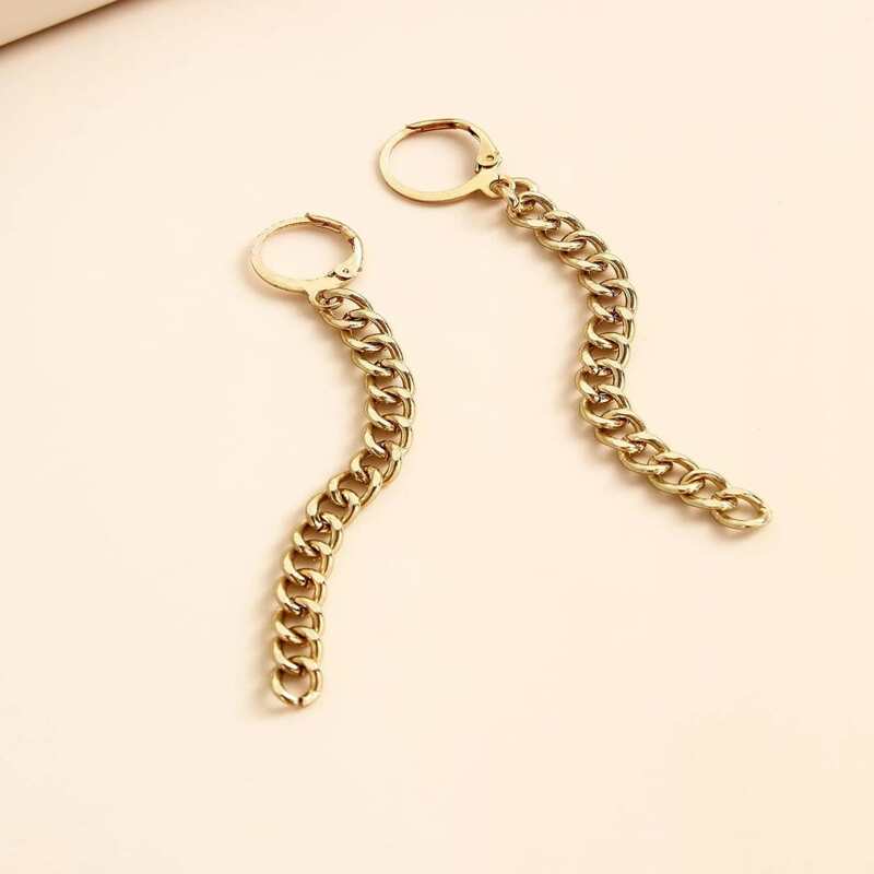

Chain Design Earrings, Gold