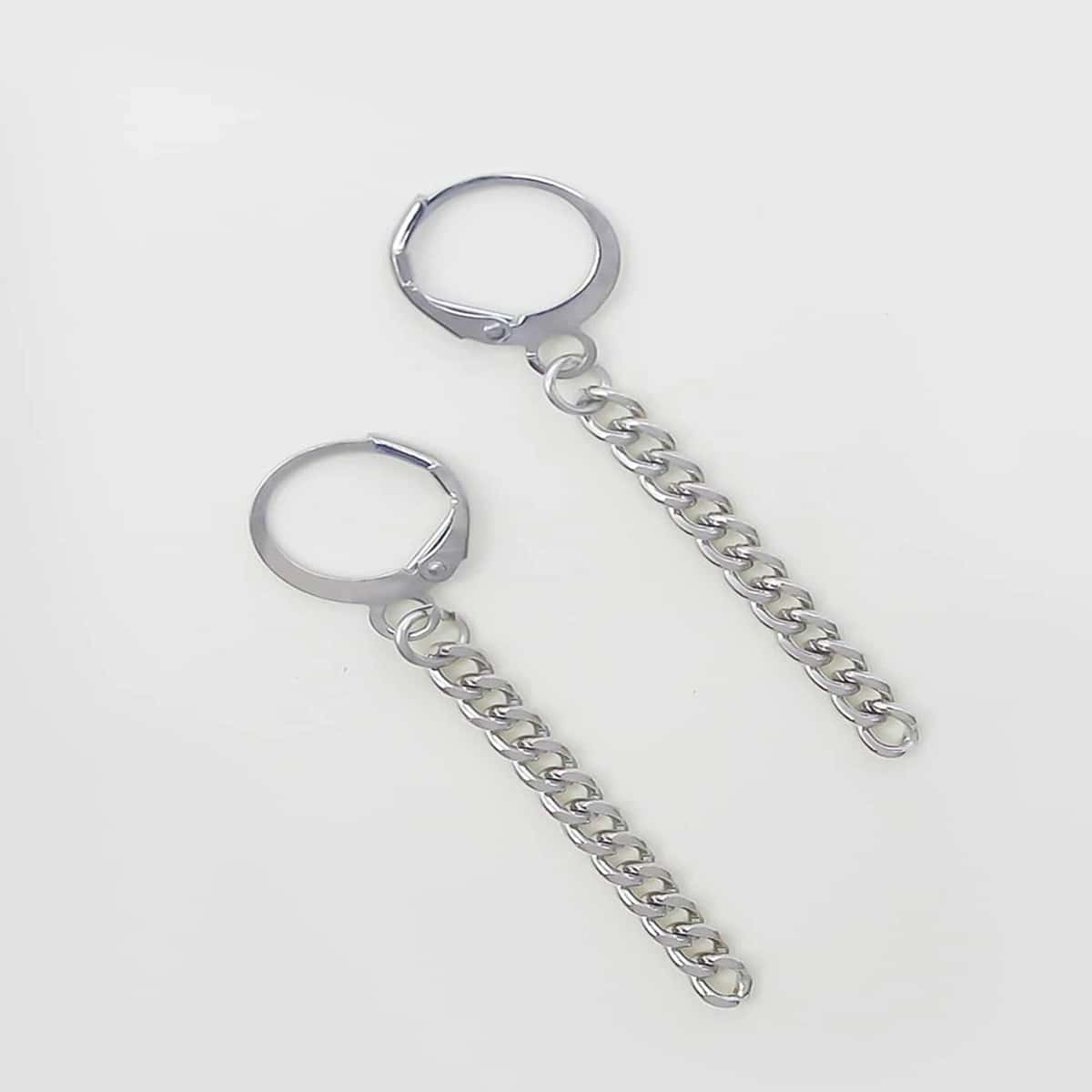 

Chain Design Earrings, Silver