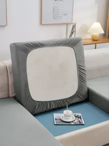 1pc High Elastic Milk Silk Sofa Seat Cushion Cover, Solid Color All Season Universal Modern Minimalist Sofa Pad Cover, Dust-Proof, Washable, Suitable For Living Room, Bedroom, Study, Black, White, Gray