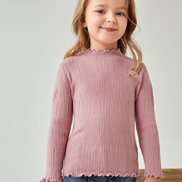 

Toddler Girls Lettuce Trim Solid Sweater, Dusty pink