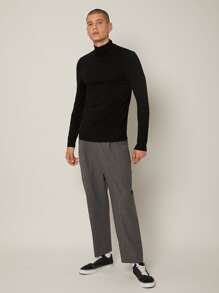 Manfinity RebelGame Men Solid Mock Neck Jumper - Black - View 3