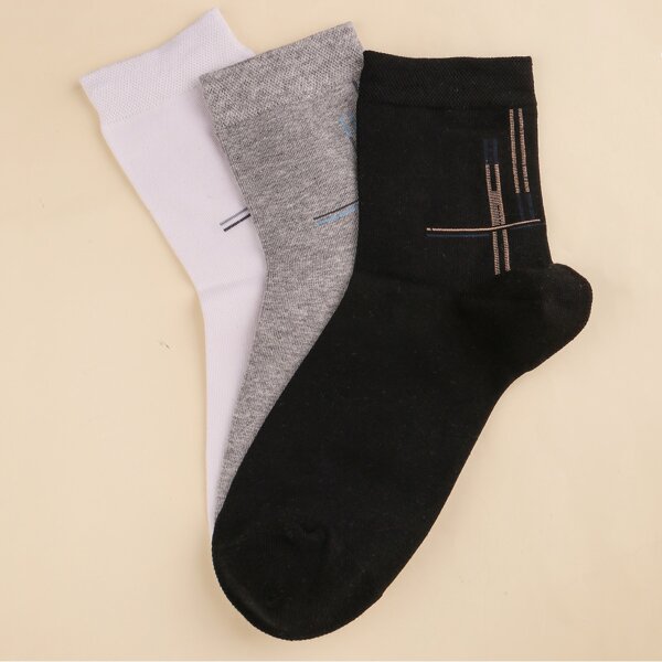 

3pairs Men Graphic Crew Socks, Multicolor