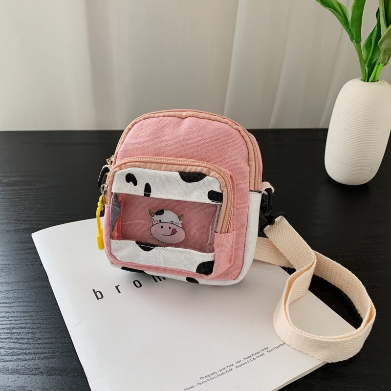 

Colorblock Cow Pattern Crossbody Bag, Pink