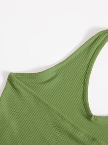 Muchica Rib-Knit Crop Halter Top - Olive Green - View 4