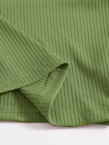 Muchica Rib-Knit Crop Halter Top - Olive Green - View 6
