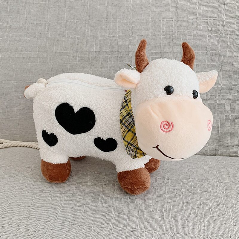 

Cartoon Cow Shaped Crossbody Bag, White