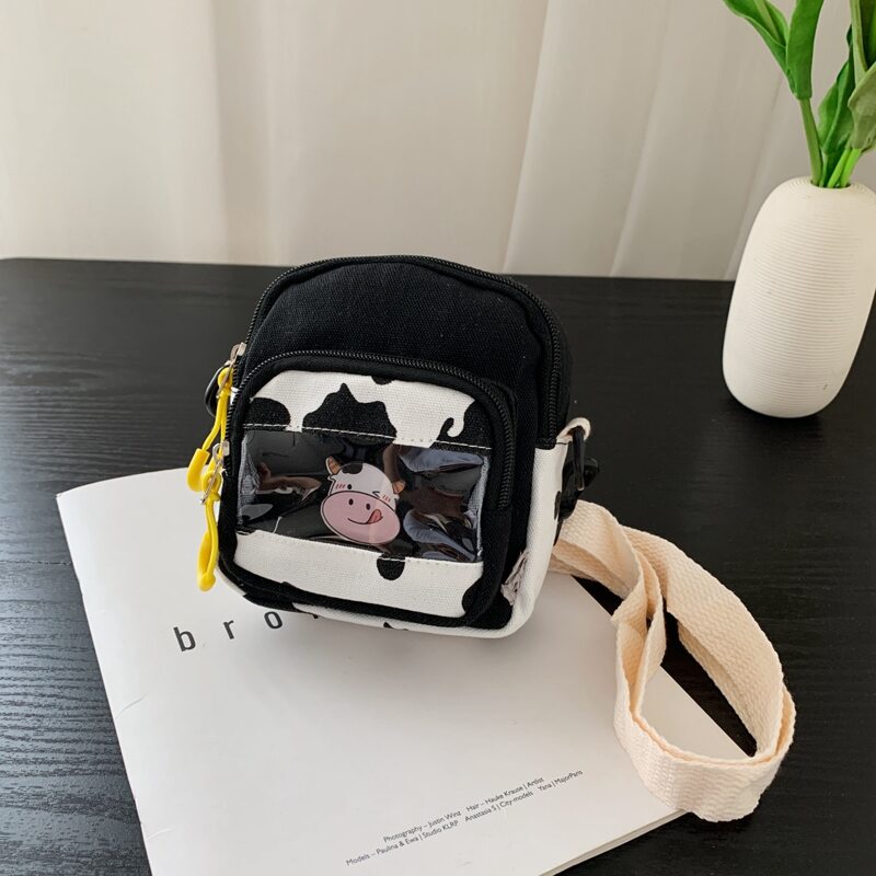 

Colorblock Cow Pattern Crossbody Bag, Black