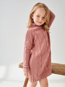 SHEIN 少女羅紋袖毛線連衣裙