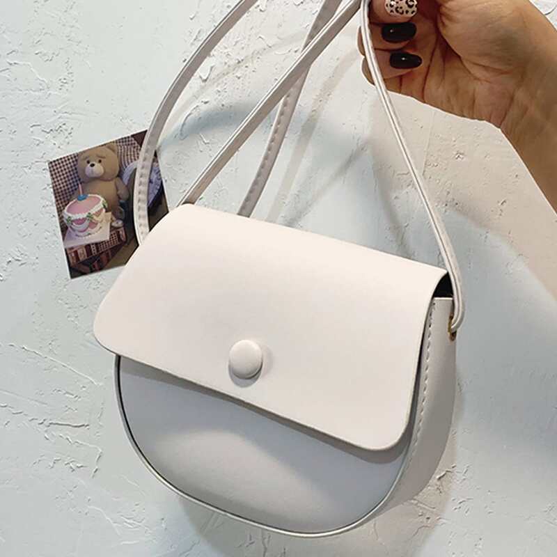 

Snap Button Saddle Bag, White