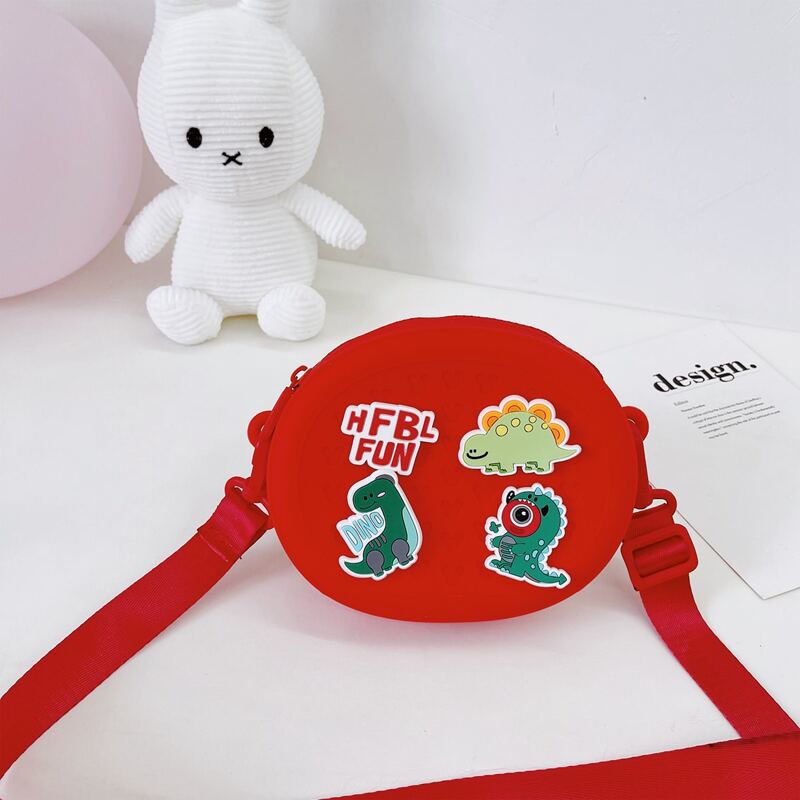 

Cartoon Dinosaur Graphic Crossbody Bag, Red