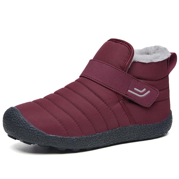 

Minimalist Hook-and-Loop Snow Boots, Burgundy