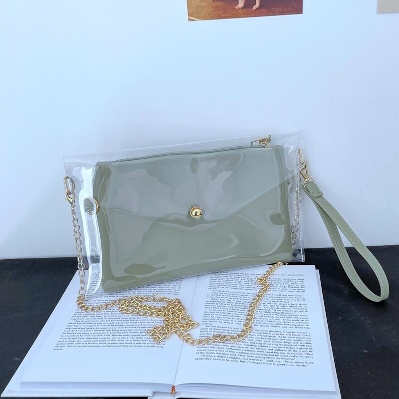 

Minimalist Chain Crossbody Bag, Green