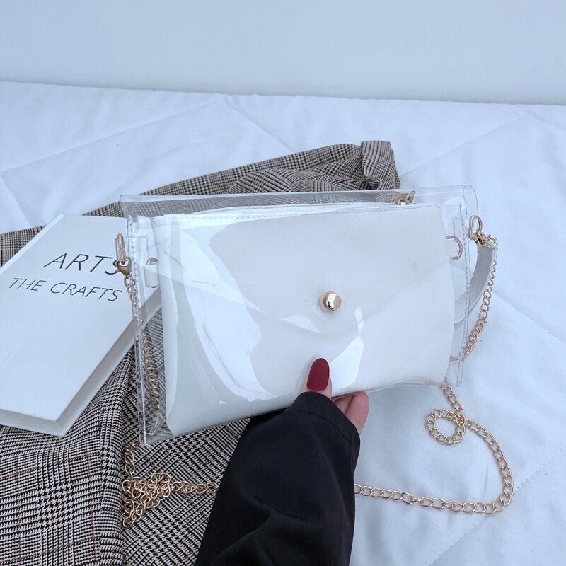 

Minimalist Chain Crossbody Bag, White