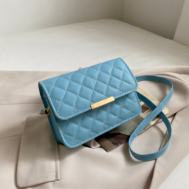 

Quilted Flap Crossbody Bag, Blue
