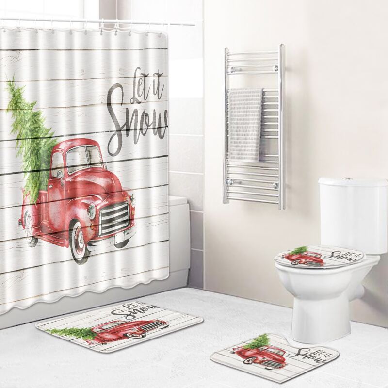 

1pc Car Print Bath Mat Or 1pc Shower Curtain, Multicolor