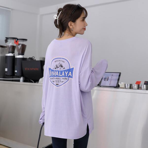 

Letter Graphic Oversized Tee, Lilac purple