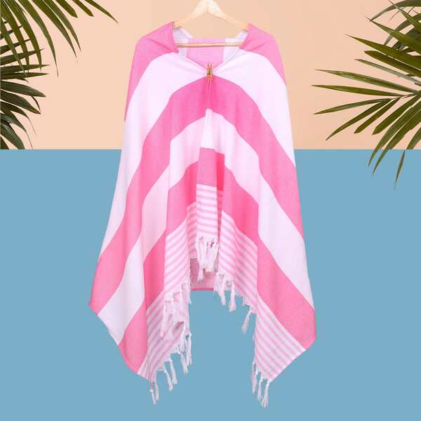

Striped Pattern Bath Towel, Pink