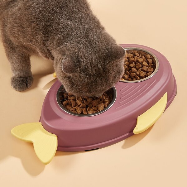 

Fish Shaped Pet Double Bowl, Multicolor