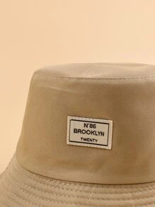 Letter Patched Bucket Hat - Khaki - View 3