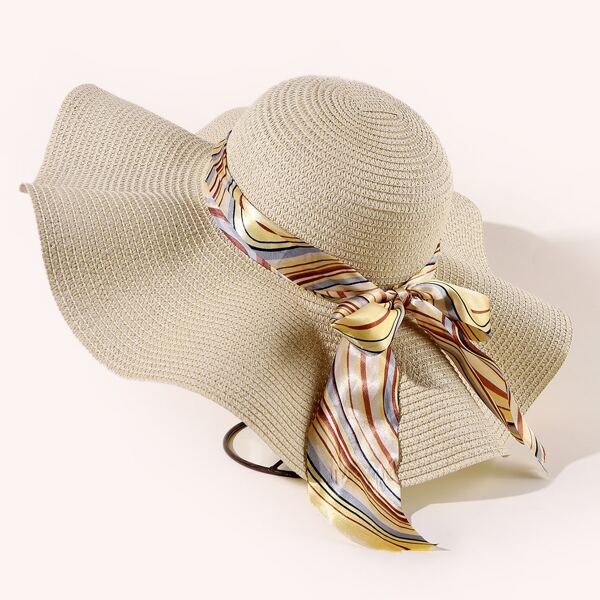 

Bow Knot Straw Hat, Beige