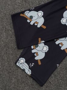 Conjunto de pijama con estampado de dibujos animados - Negro - Ver 3