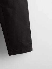 SHEIN Boys Button Detail Elastic Waist Trousers - Black - View 3