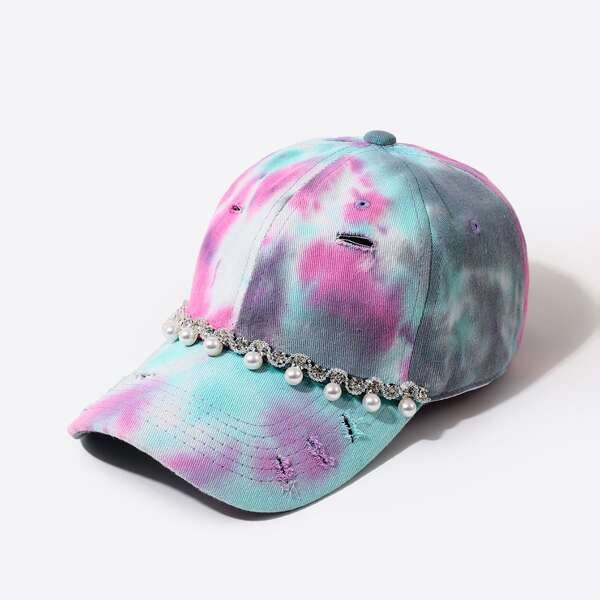 

Faux Pearl Decor Baseball Cap, Multicolor