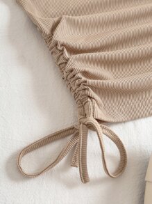 INAWLY Solid Drawstring Side Tank Top