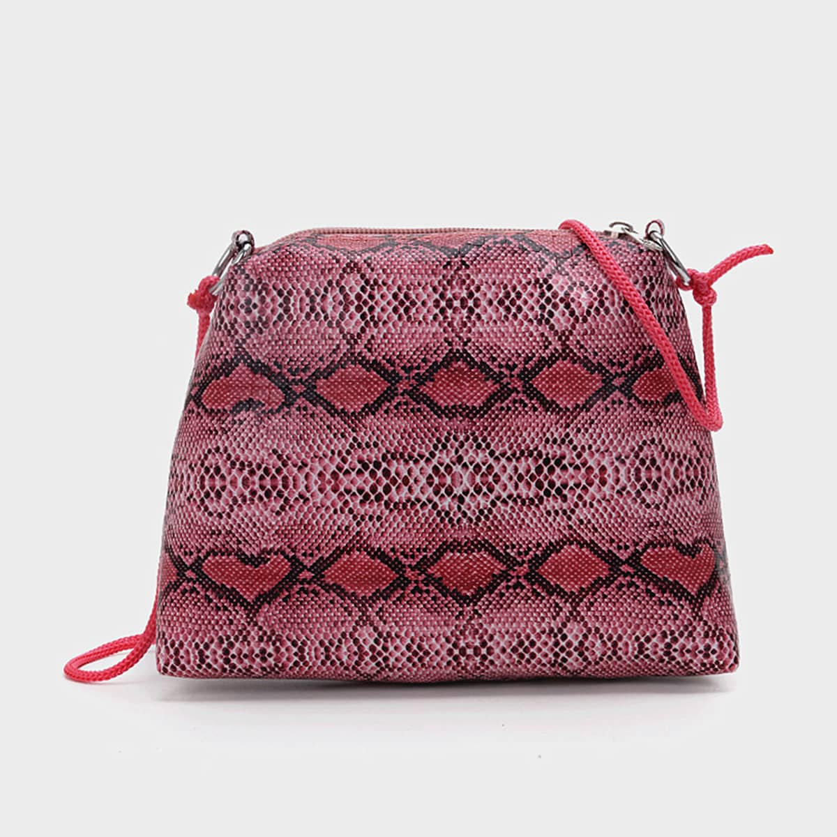 

Snakeskin Pattern Crossbody Bag, Red