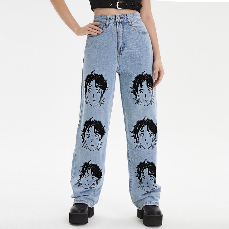

Figure Graphic High Waist Jeans, Light wash