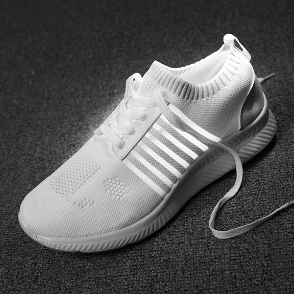 

Men Striped Pattern Running Shoes, White