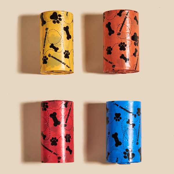 

4rolls Bone Print Pet Poopbag, Multicolor